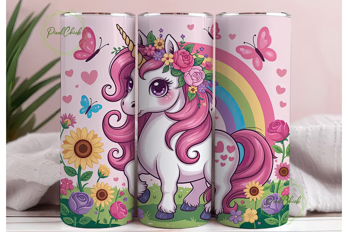 Magical Unicorn Tumbler Wrap PNG