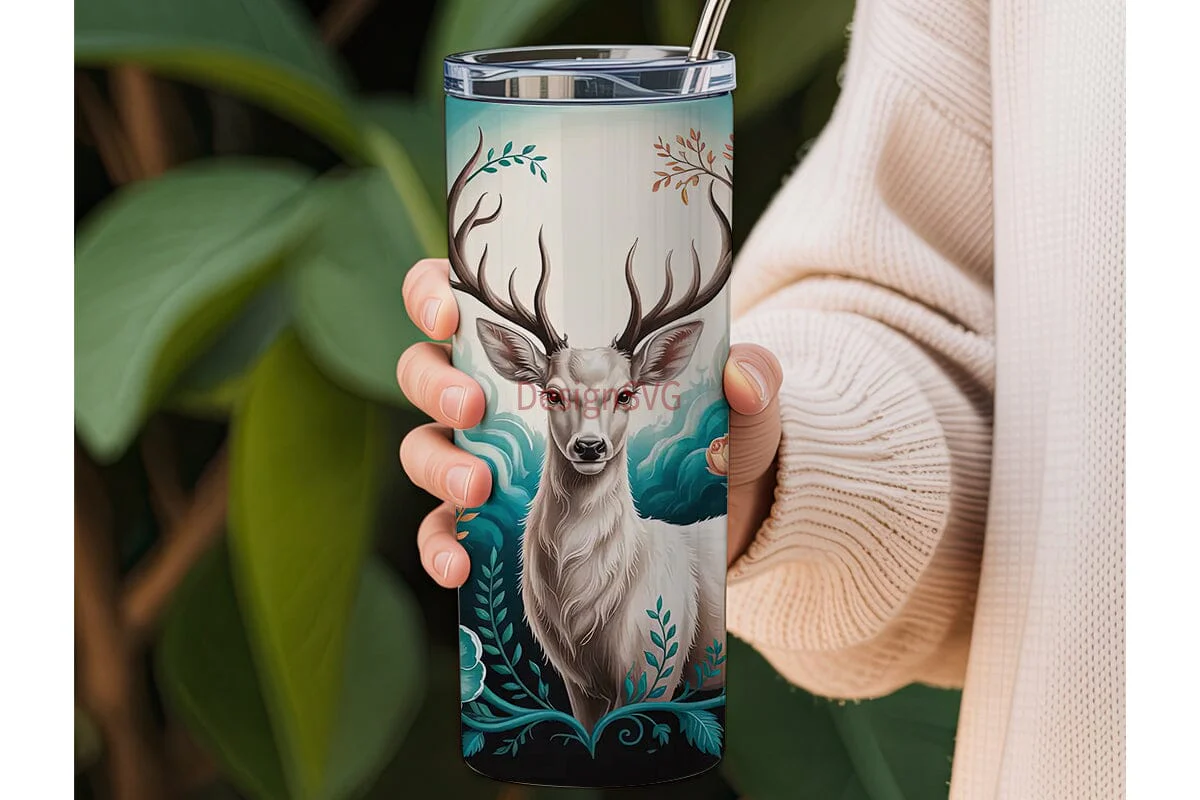 Magical White Deer 20oz Tumbler Wrap - Image 3