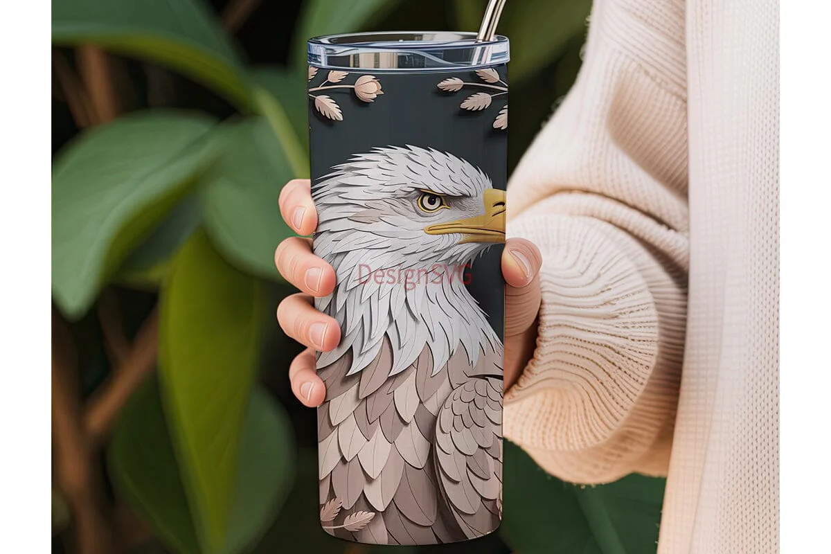 Majestic Eagle & Flowers 20oz Tumbler - Image 3