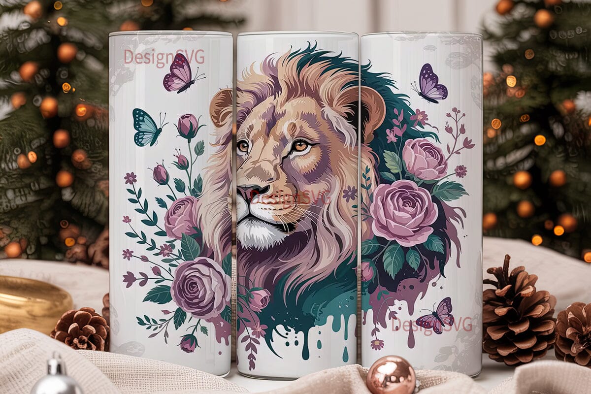 Majestic Floral Lion Tumbler Wrap - Image 2