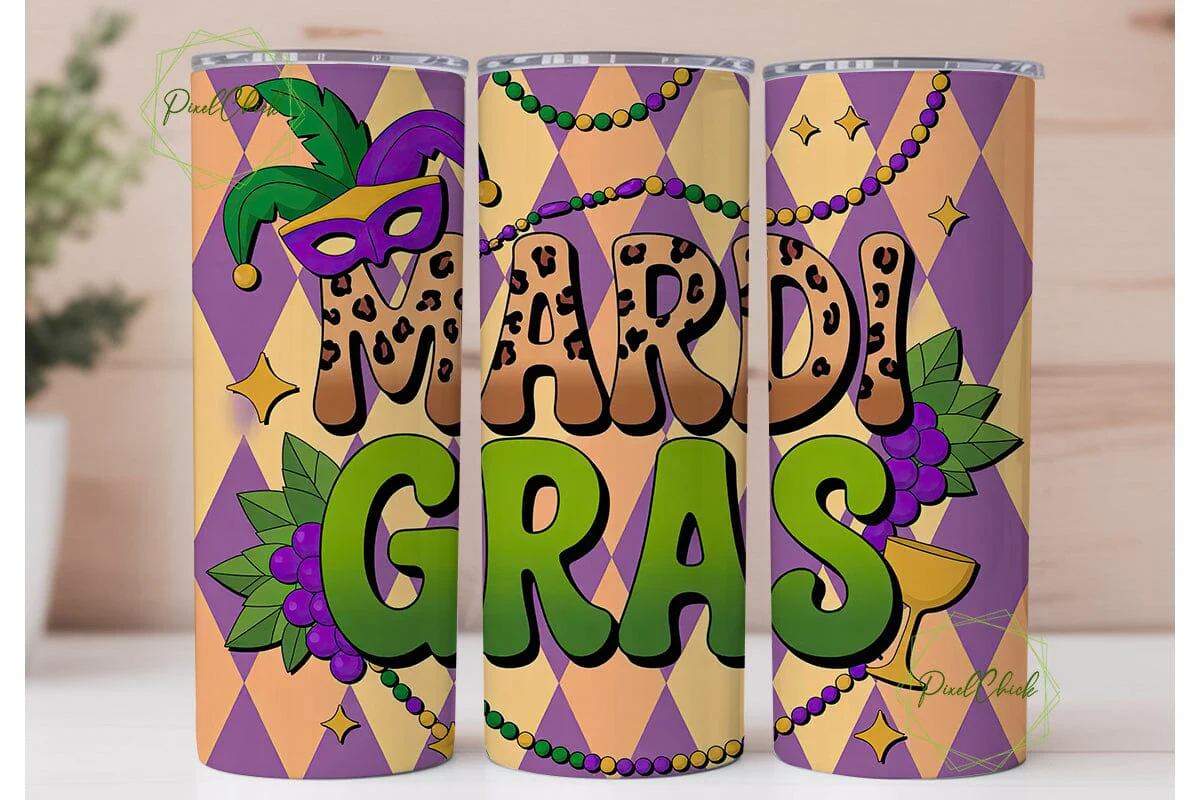Mardi Gras 20oz Tumbler Wrap