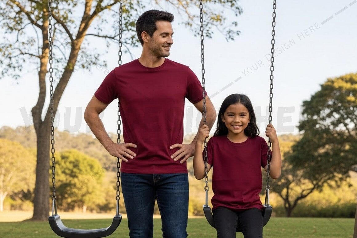 Matching family t-shirt design - burgundy t-shirts