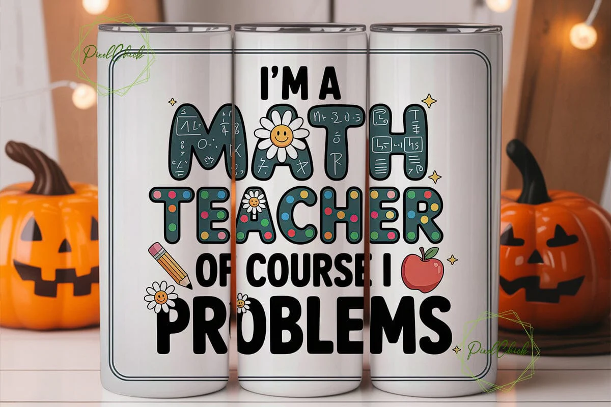 Math Teacher Tumbler Wrap PNG - Image 3