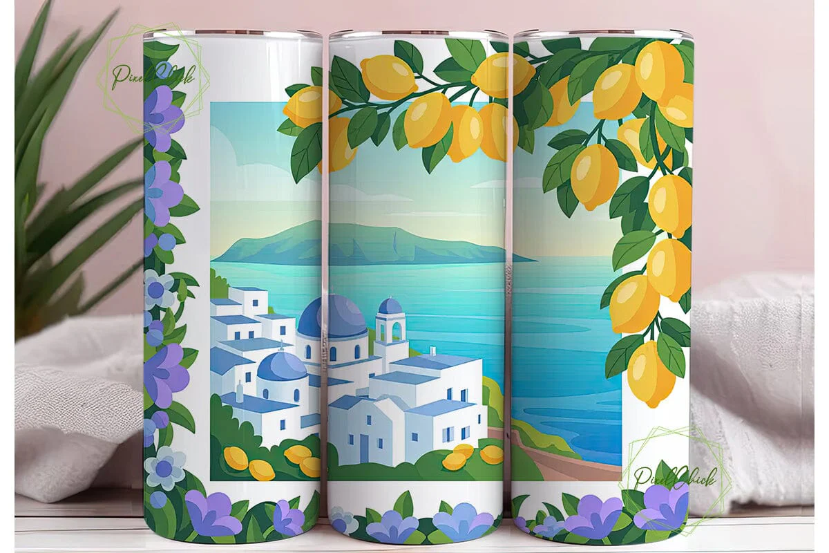 Mediterranean Lemon 20oz Tumbler Wrap - Image 3