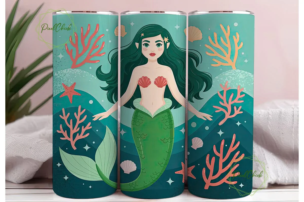 Mermaid Tumbler Wrap PNG - Image 3