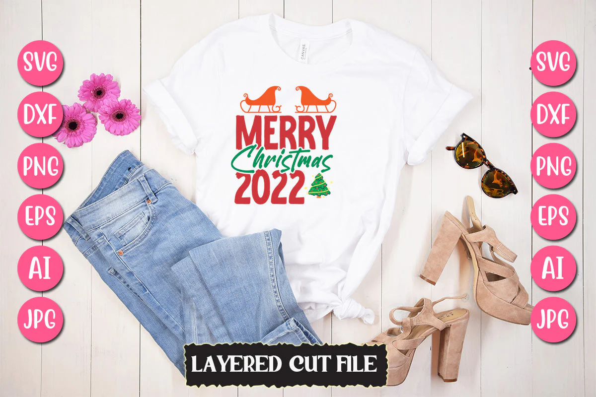 Merry Christmas 2022 SVG Cut File - Image 2