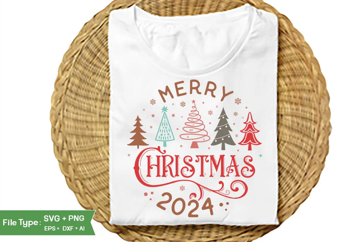 Merry Christmas 2024 Round Sign SVG Design, Farmhouse Christmas Round Sign SVG Design, Christmas SVG Design, SVGs, Food & Drink, Print & Cut, Quotes and Sayings - Image 3