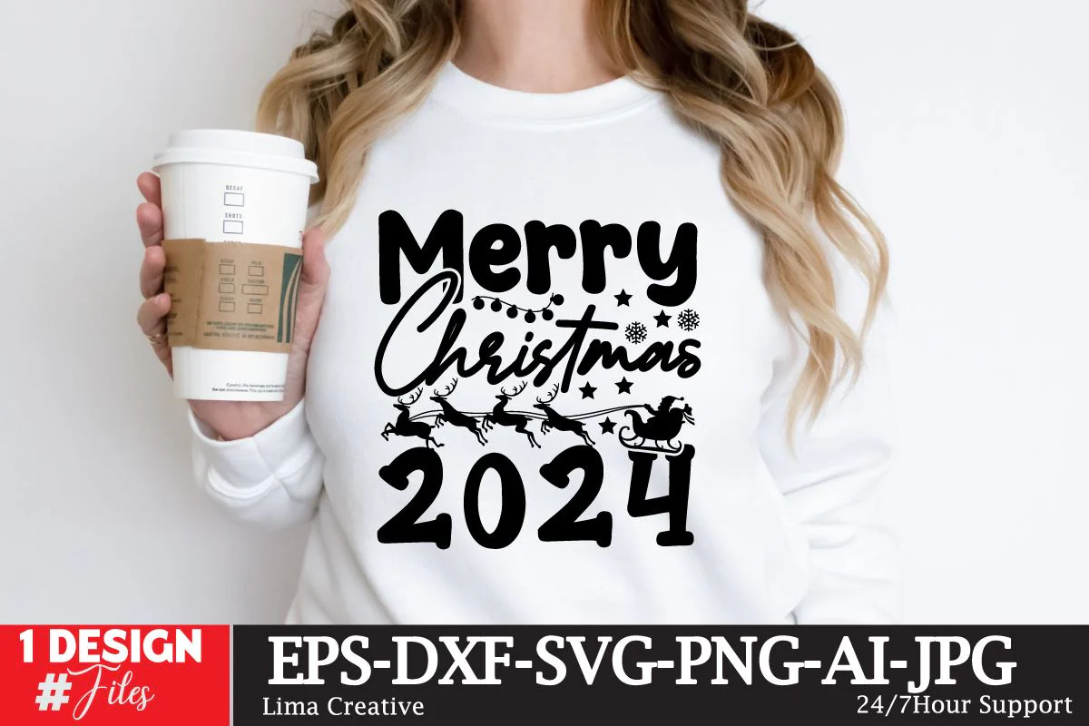 Merry Christmas 2024 SVG Cut File - Image 2