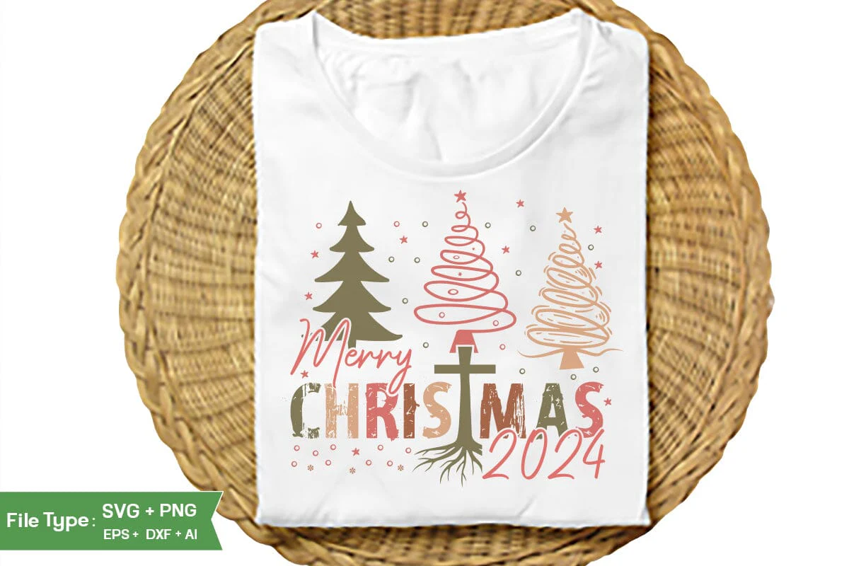 Merry Christmas 2024  SVG Design, Farmhouse Christmas SVG Design, Christmas SVG Design, SVGs, Food & Drink, Print & Cut, Quotes and Sayings - Image 3