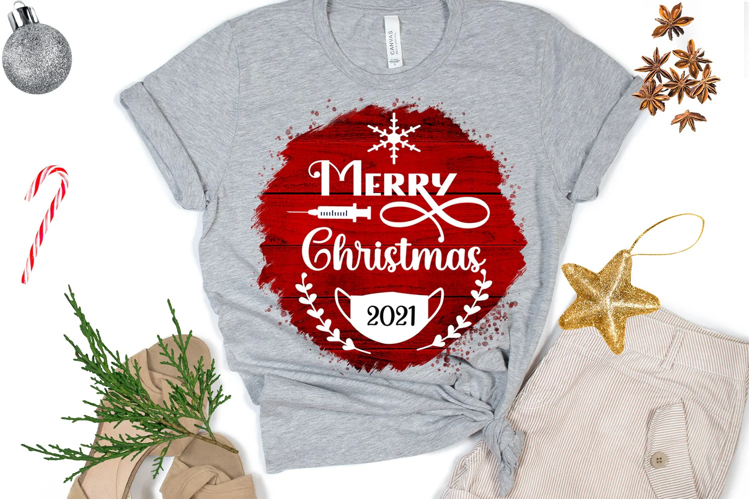 Merry Christmas Ornament Sublimation- Pandemic Ornament 2021 - Image 3