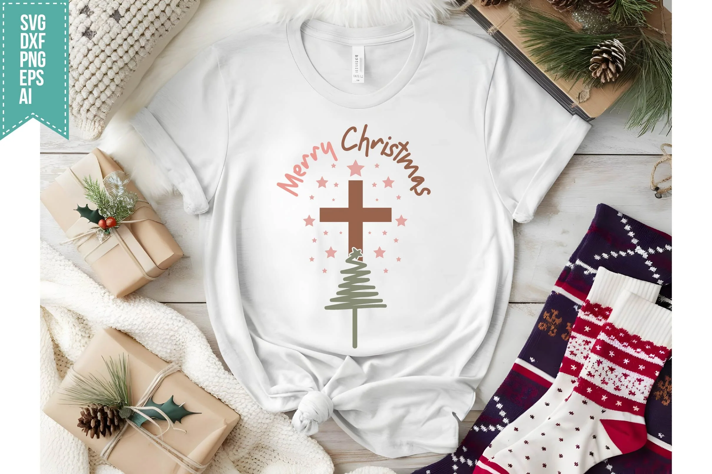 Merry Christmas Svg, Boho Christmas Svg, Winter Svg, Xmas svg, Santa Svg Designs - Image 3