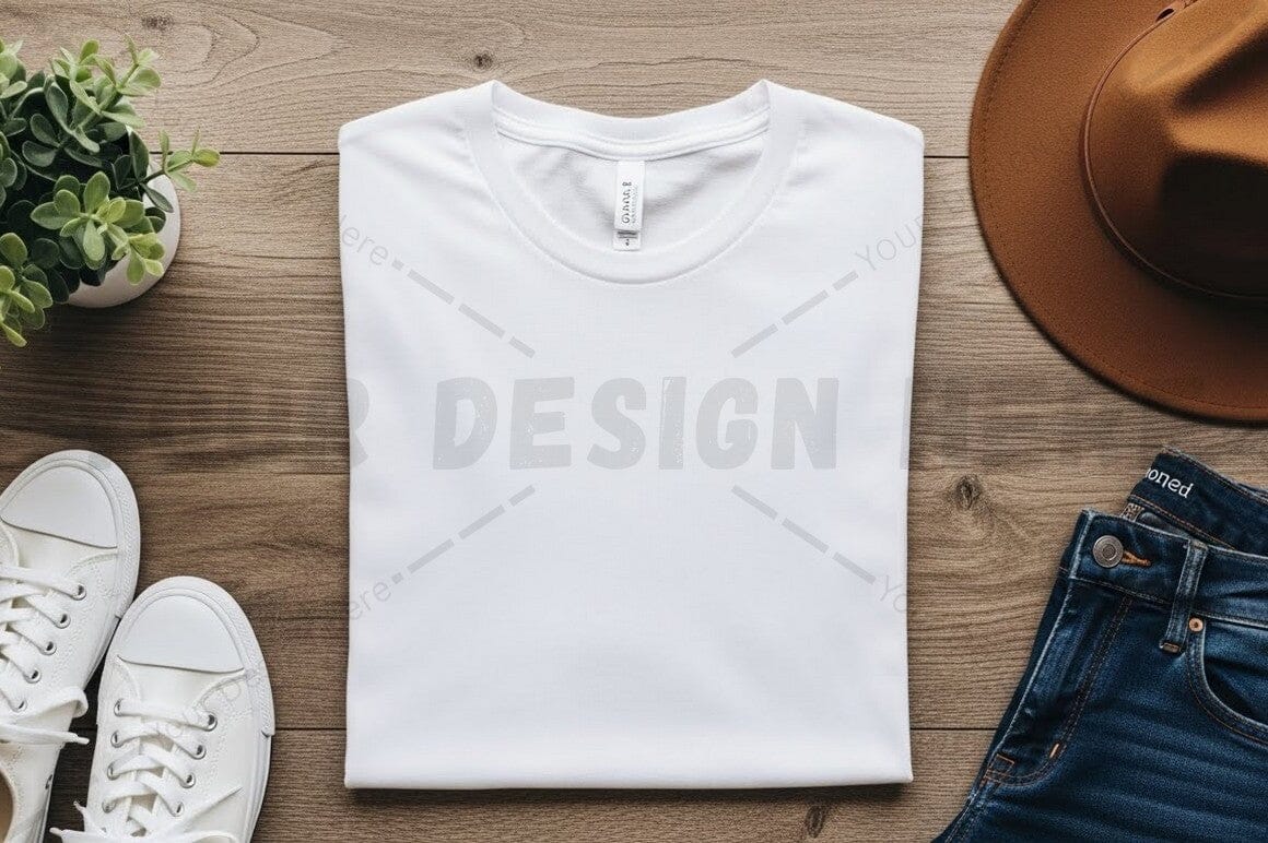 Minimalist white t-shirt mockup