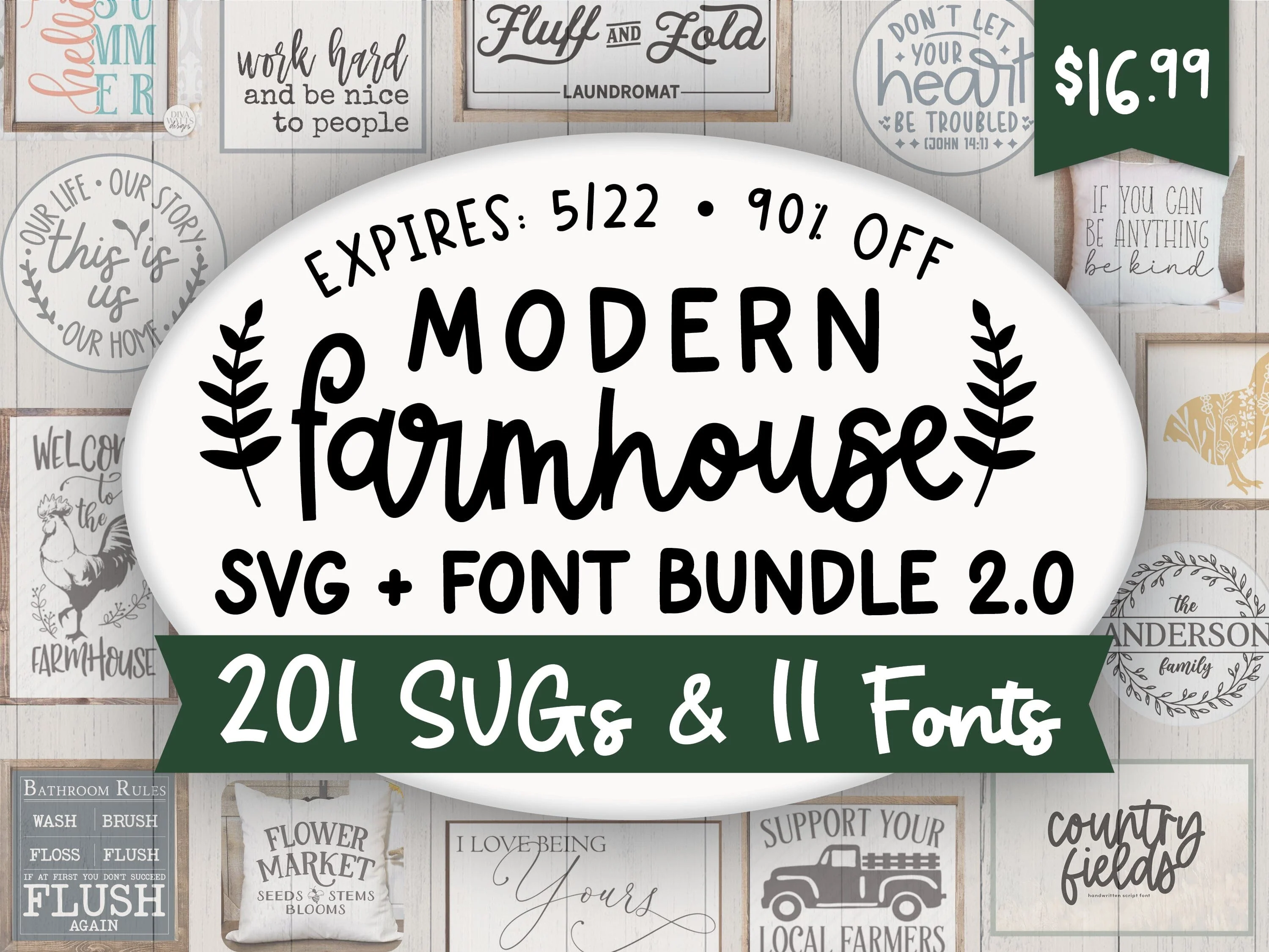 Modern Farmhouse SVG + Font Bundle 2.0