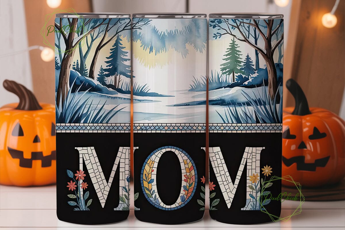 Mom Winter Scene 20oz Tumbler Wrap - Image 2