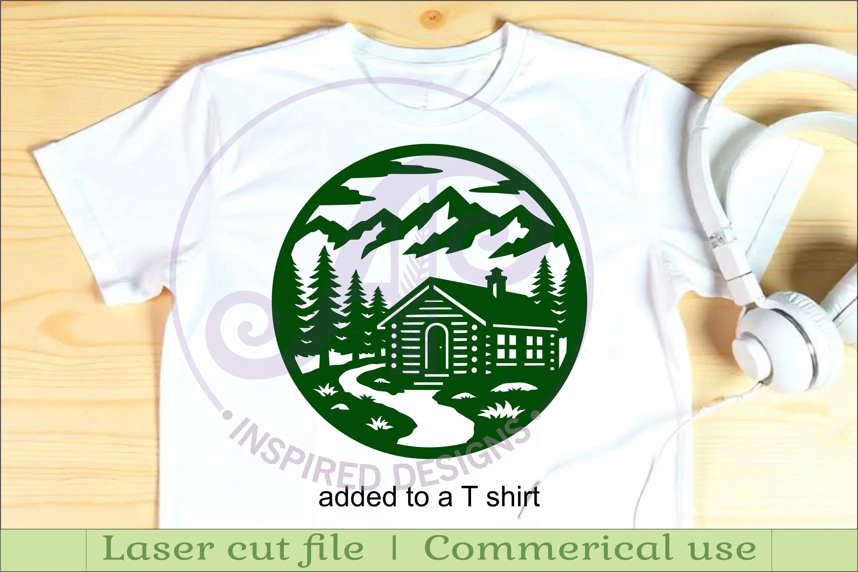 Mountain Cabin Forest Circle SVG Laser Cut File Cabin sign - Image 3