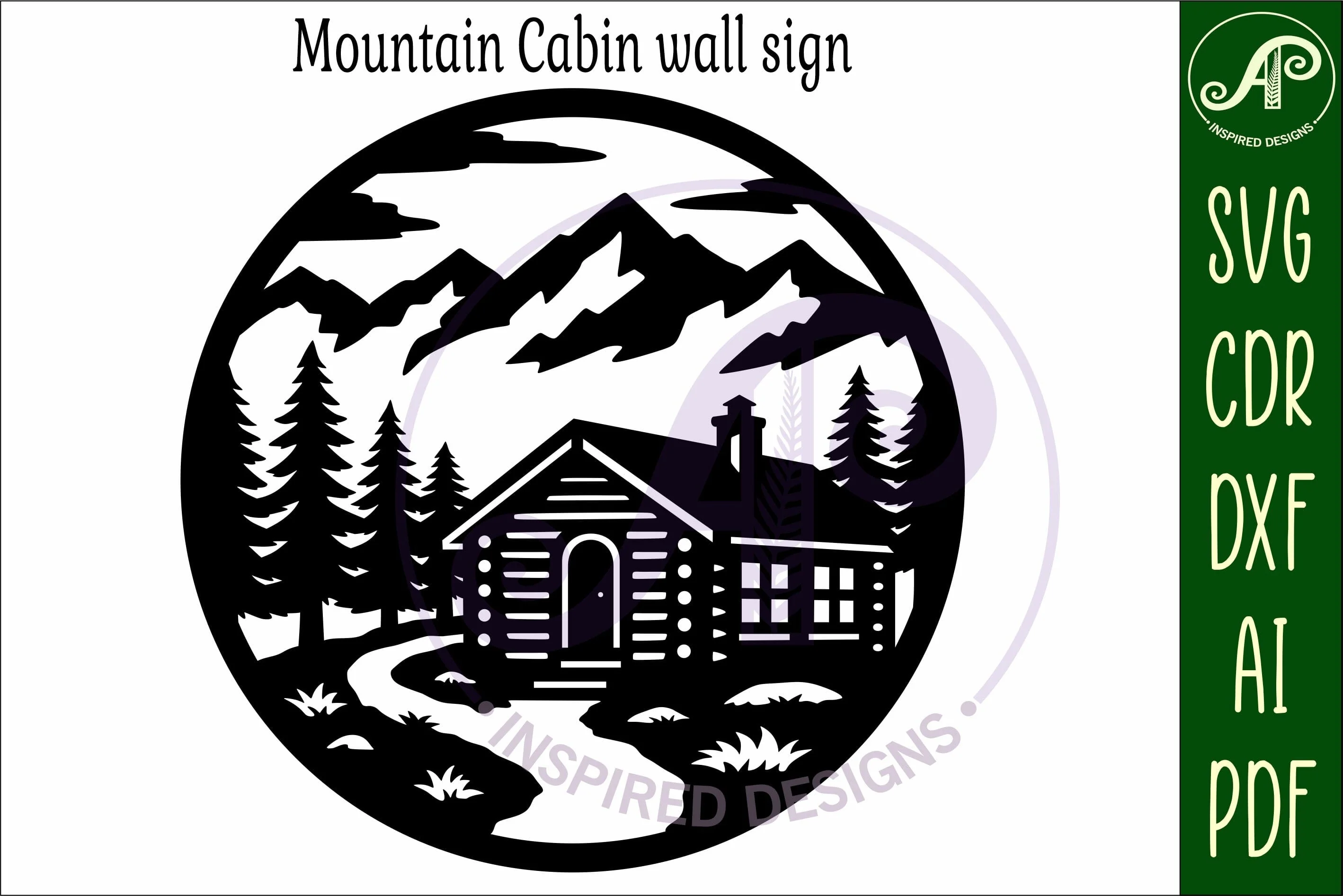 Mountain Cabin Forest Circle SVG Laser Cut File Cabin sign - Image 5