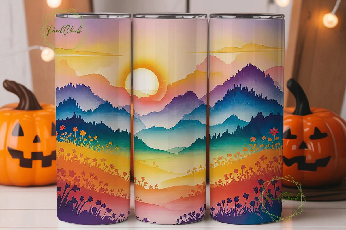 Mountain Sunset 20oz Tumbler Wrap - Image 2