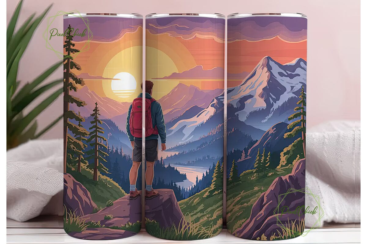 Mountain Sunset Hiker 20oz Tumbler Wrap - Image 3