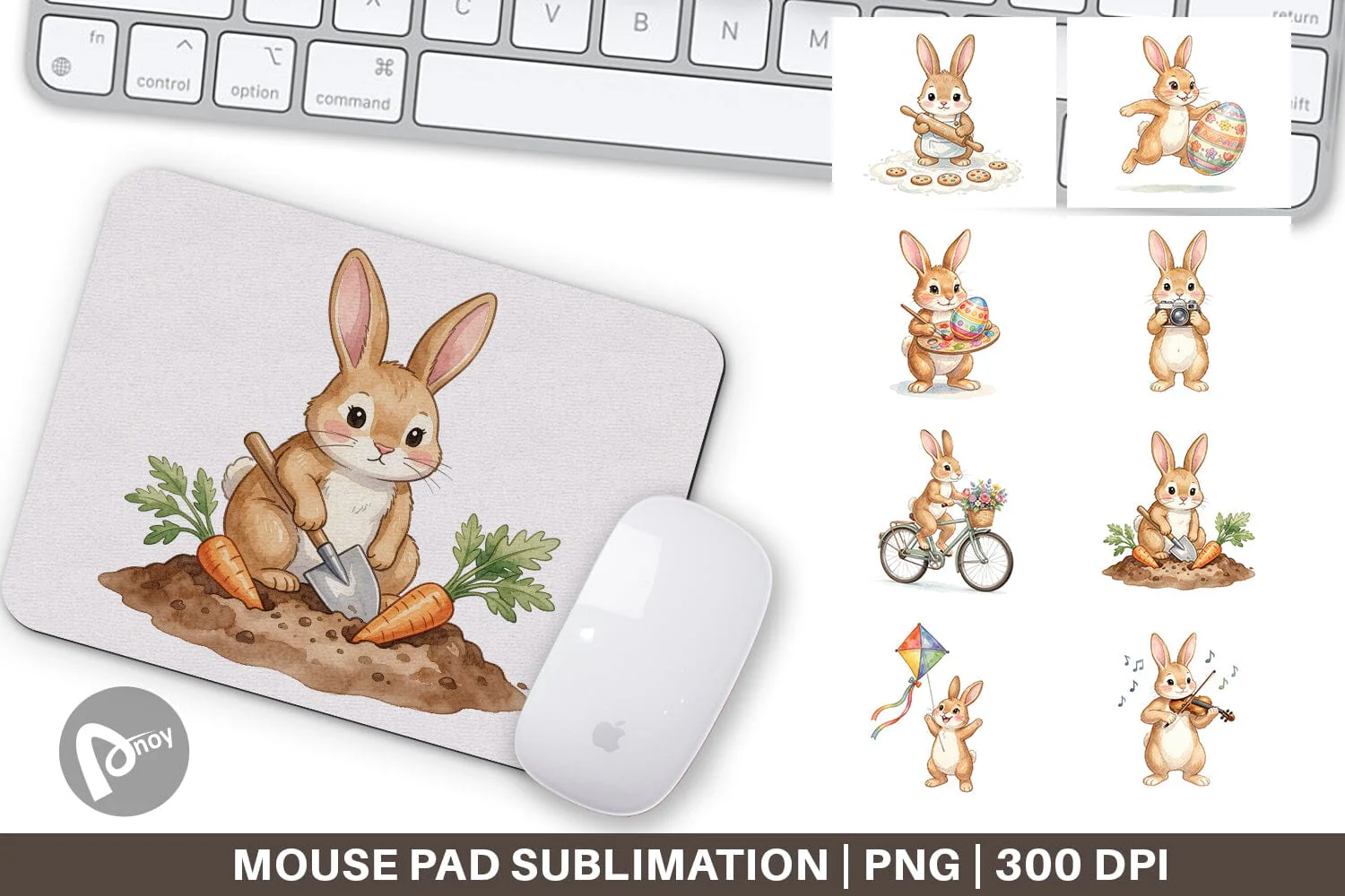 Mouse Pad Watercolor Active Hobby Easter Bunny