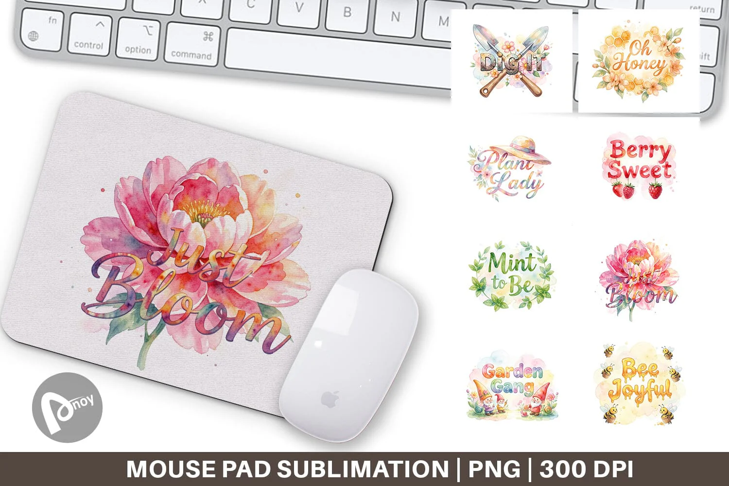 Mouse Pad Watercolor Funny Punny Garden Quotes
