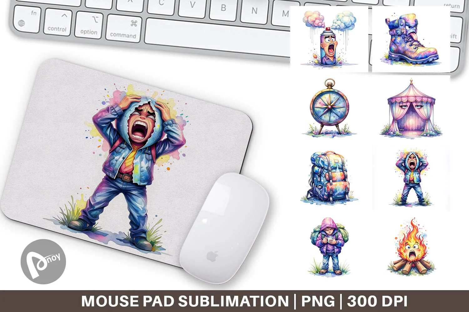 Mouse Pad Watercolor Funny Sarcastic Camping Gear