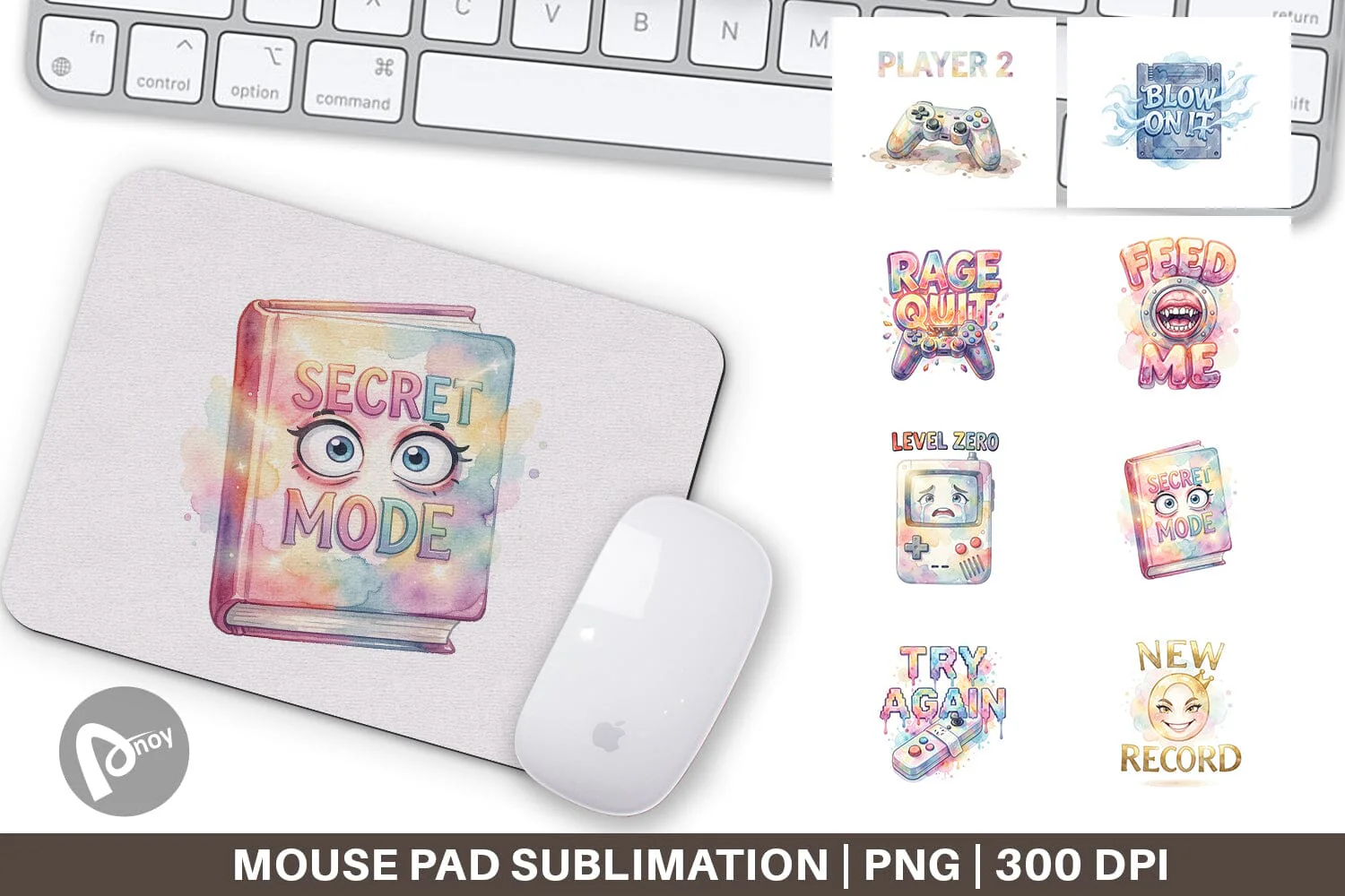 Mouse Pad Watercolor Sarcastic Retro Gaming Quotes
