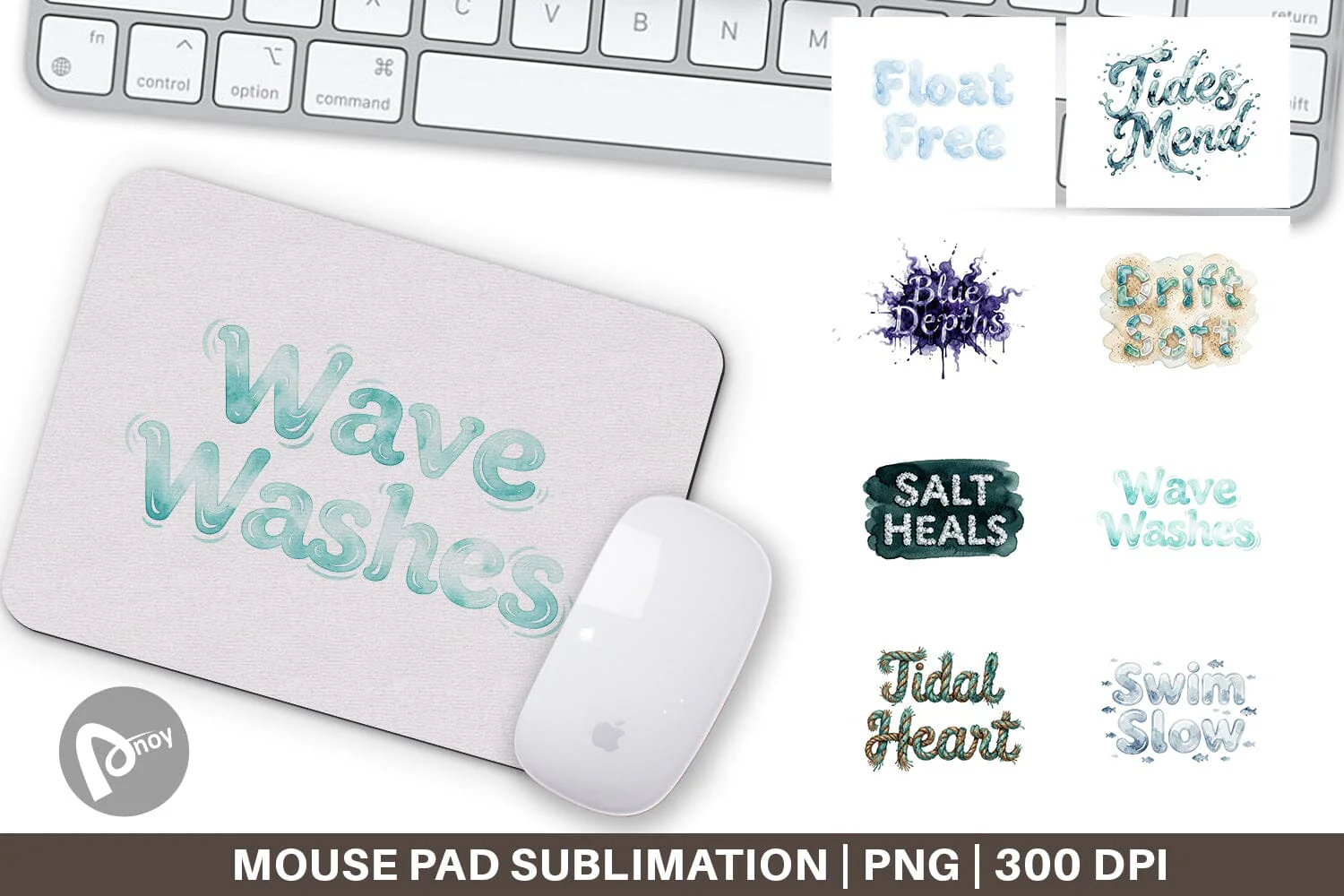 Mouse Pad Watercolor Tidal Fluid Blue Affirmations