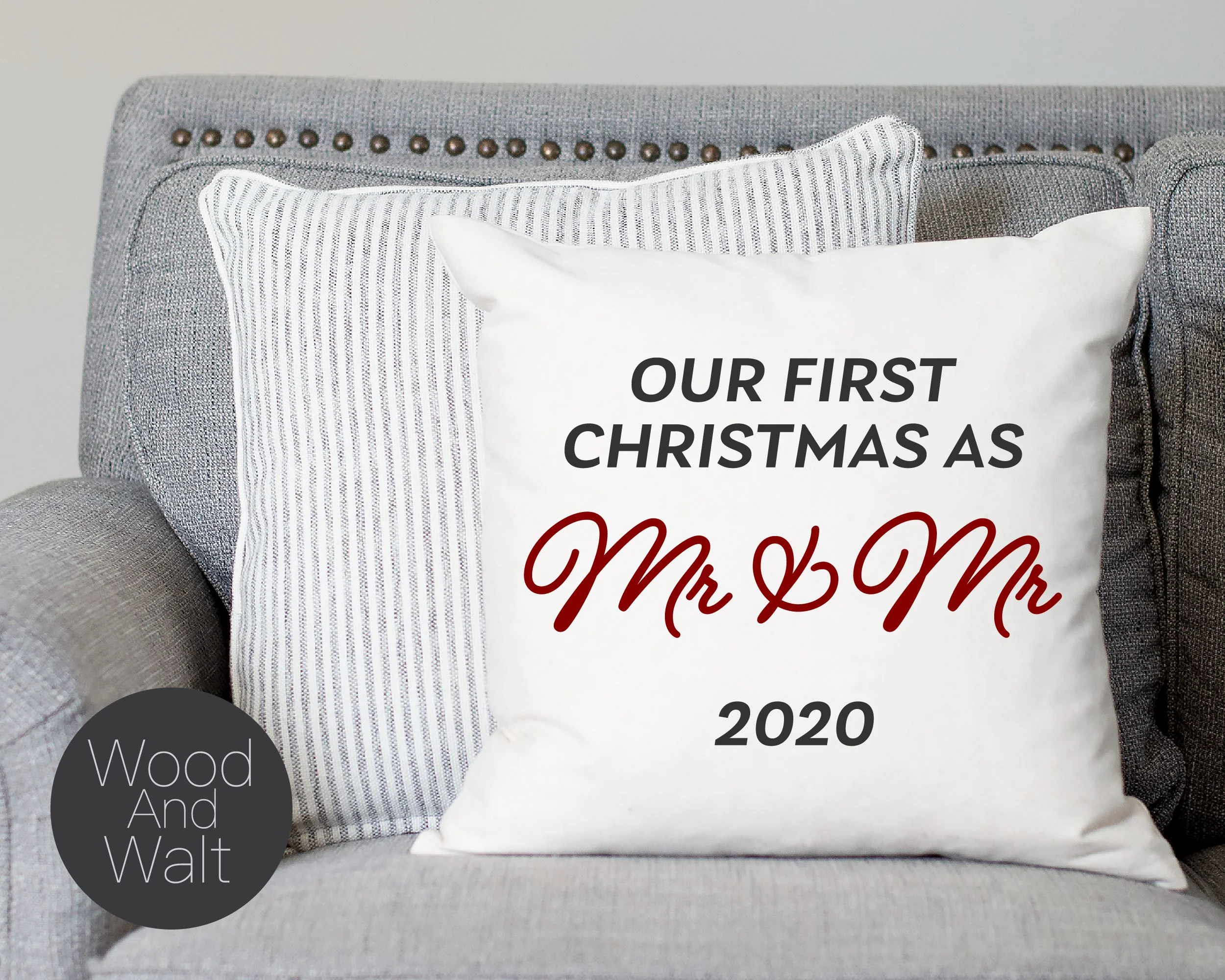 Mr & Mr Our First Christmas Ornament 2020 SVG | Holiday Cut File | Newlywed Design | Love Stencil | Printable Template | Announcement Decor - Image 3