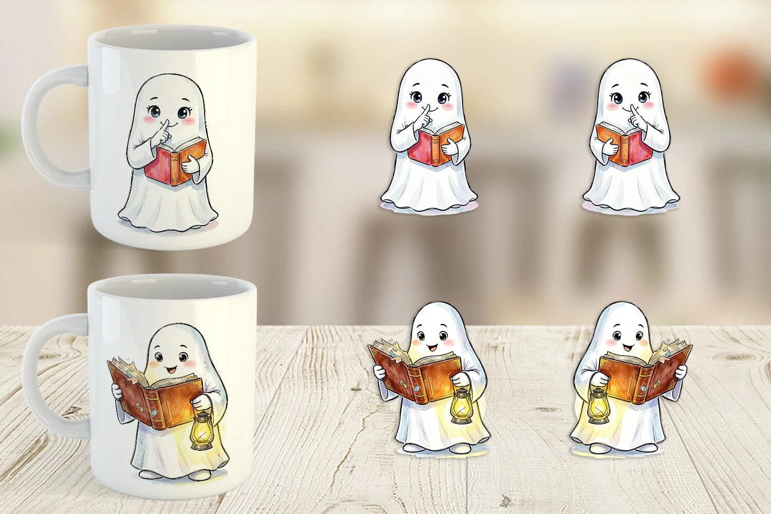 Mug Wrap Bookish Librarian Ghost Art - Image 3