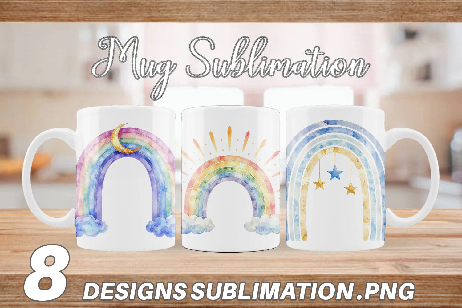 Mug Wrap Celestial Boho Rainbow