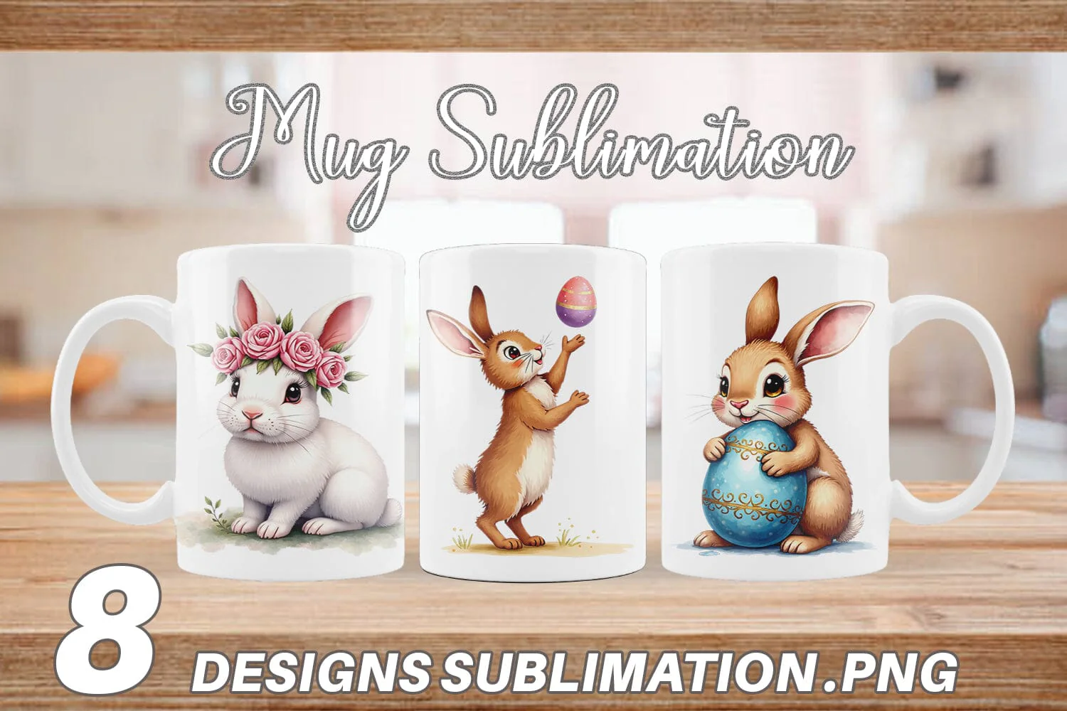 Mug Wrap Floral Easter Bunny