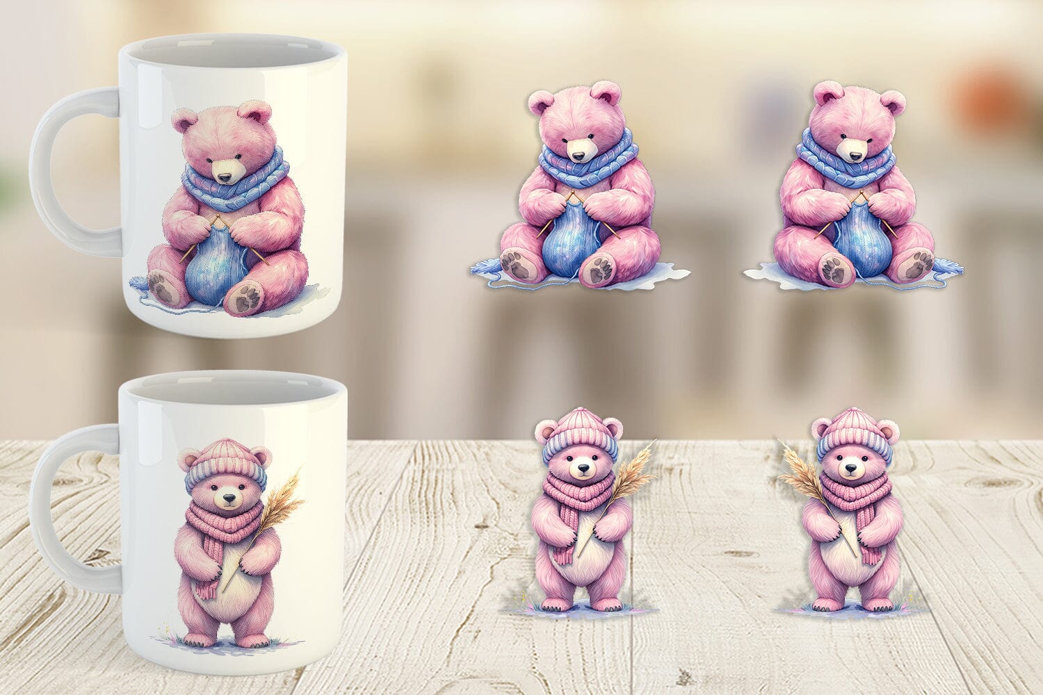 Mug Wrap Mama Bear Reading Watercolor - Image 4