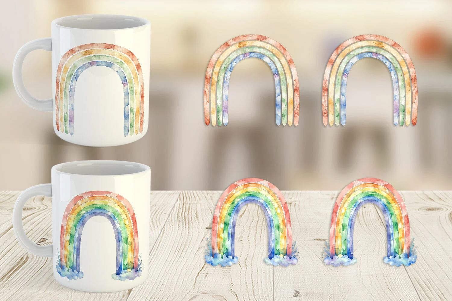 Mug Wrap Minimalist Boho Rainbow - Image 3