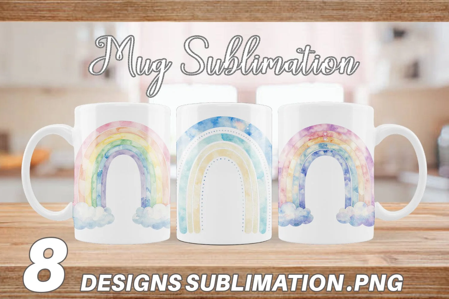 Mug Wrap Pastel Nursery Rainbow