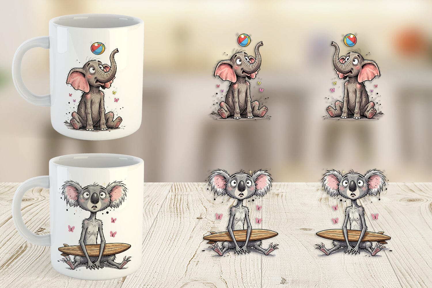 Mug Wrap Summer Animal Sketch Party - Image 4