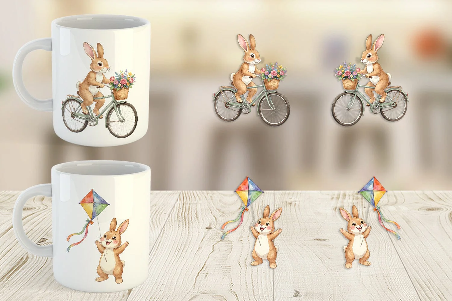 Mug Wrap Watercolor Active Hobby Easter Bunny - Image 2