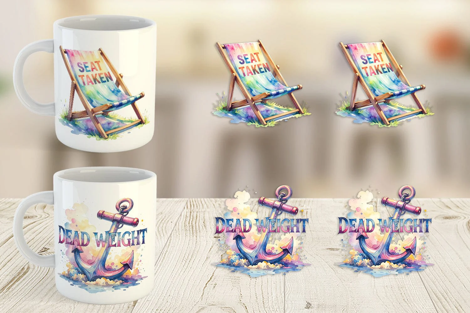 Mug Wrap Watercolor Anti Social Beach Quotes - Image 2