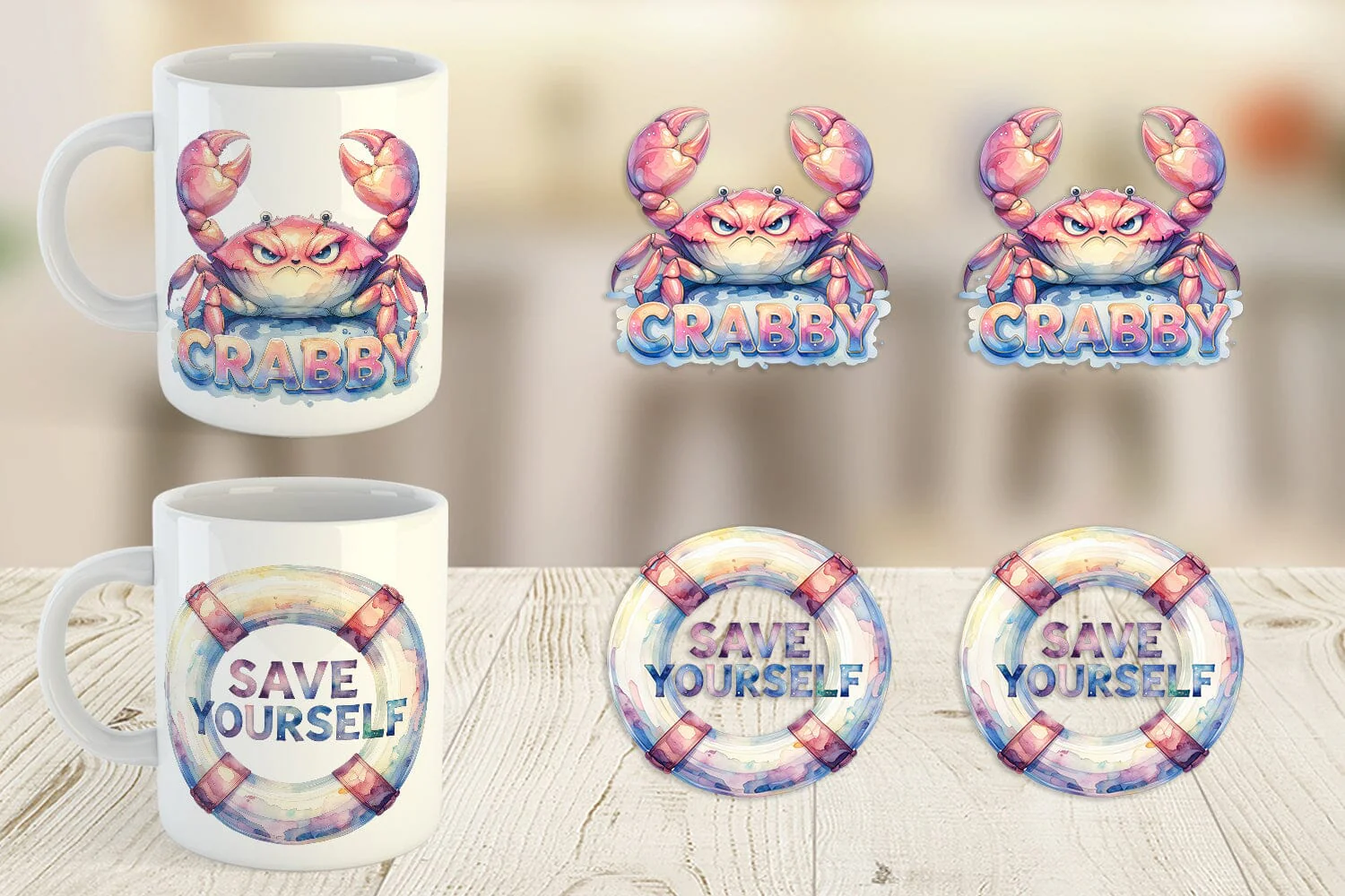 Mug Wrap Watercolor Anti Social Beach Quotes - Image 5