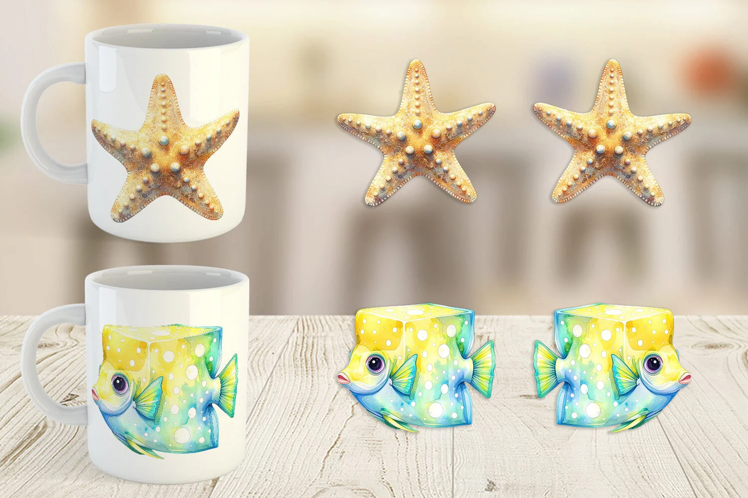 Mug Wrap Watercolor Boho Ocean Nursery Animal - Image 4