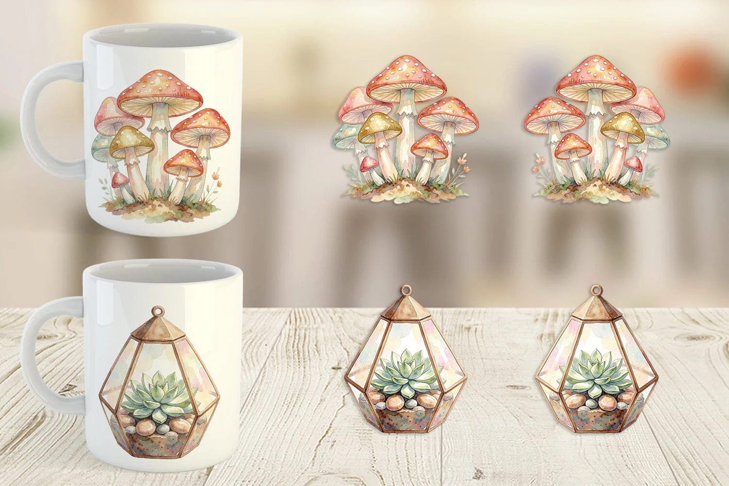 Mug Wrap Watercolor Boho Woodland Nature Ephemera - Image 4