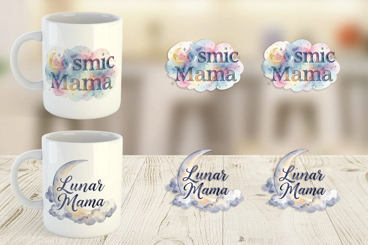 Mug Wrap Watercolor Celestial Boho Mother Quotes - Image 5