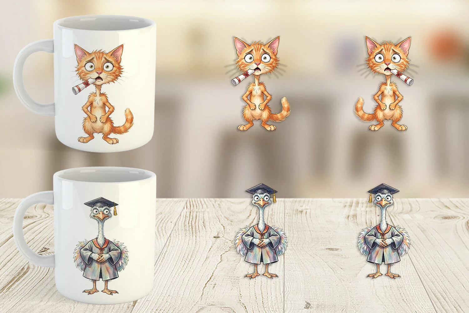 Mug Wrap Watercolor Chaotic Animal Graduation - Image 2