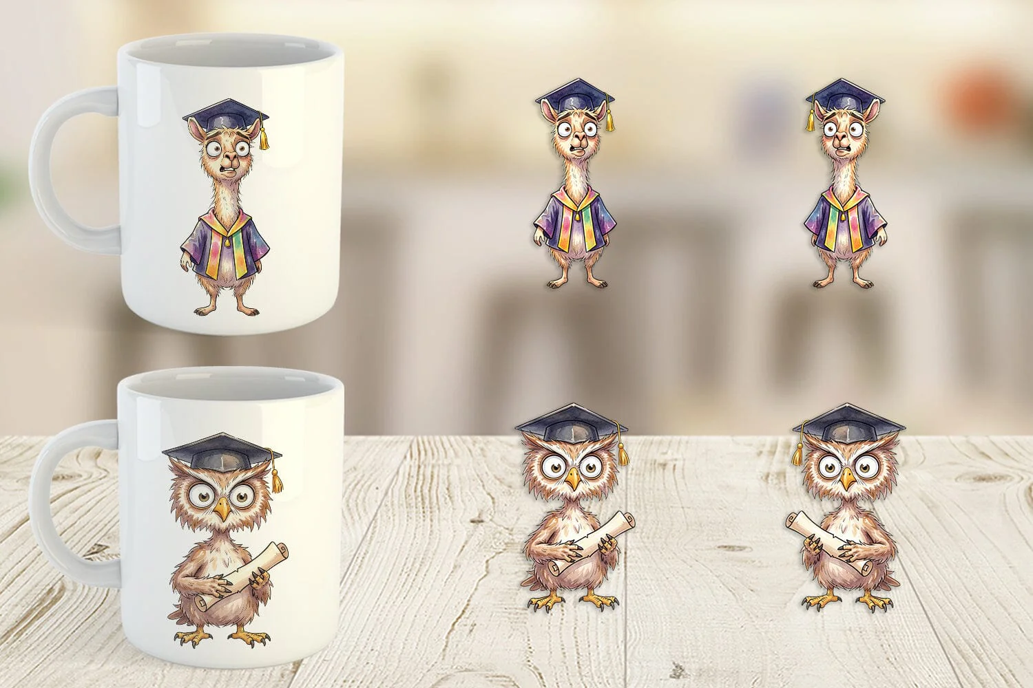 Mug Wrap Watercolor Chaotic Animal Graduation - Image 3