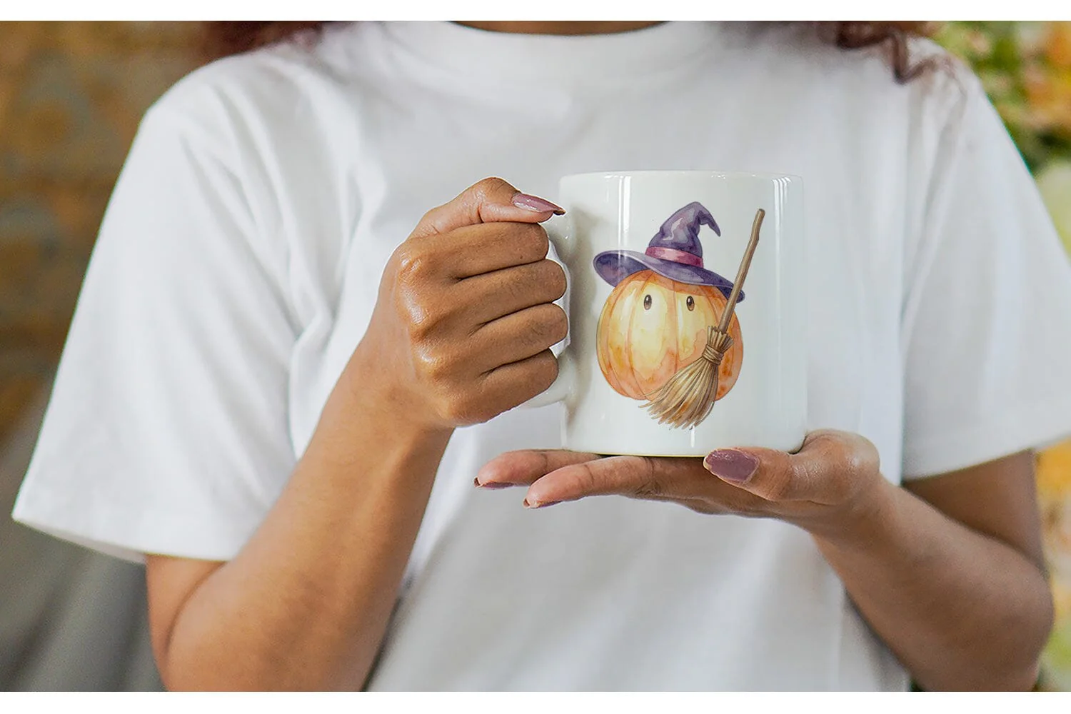 Mug Wrap Watercolor Cozy Autumn Spellcraft Witch - Image 6