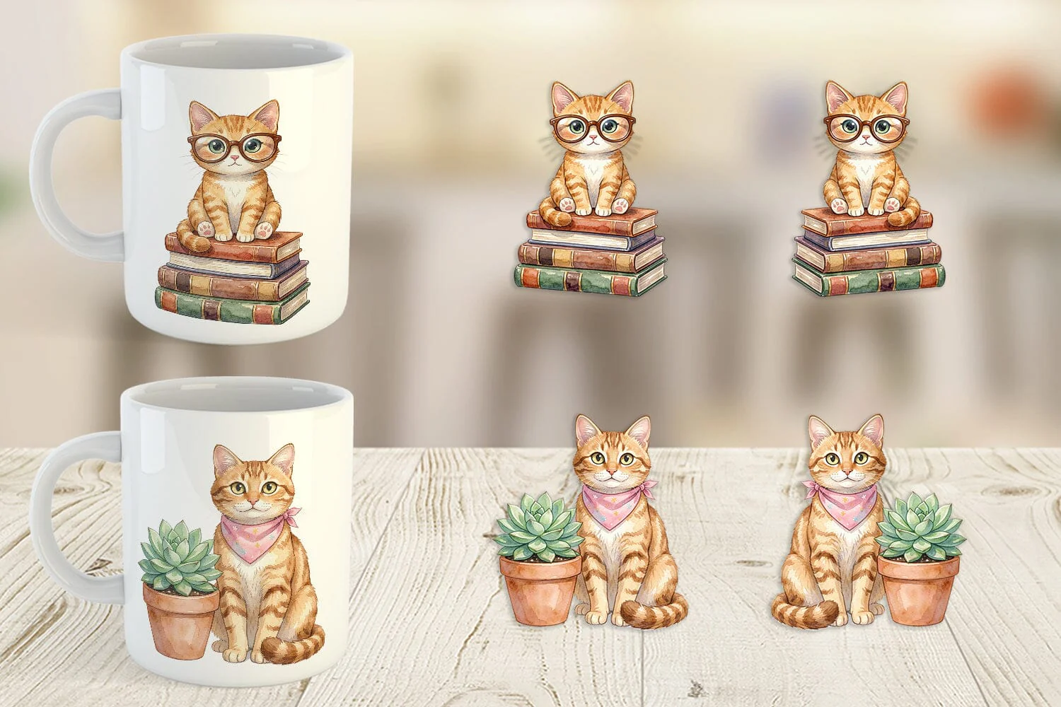 Mug Wrap Watercolor Cozy Cat Mom Lifestyle Art - Image 5