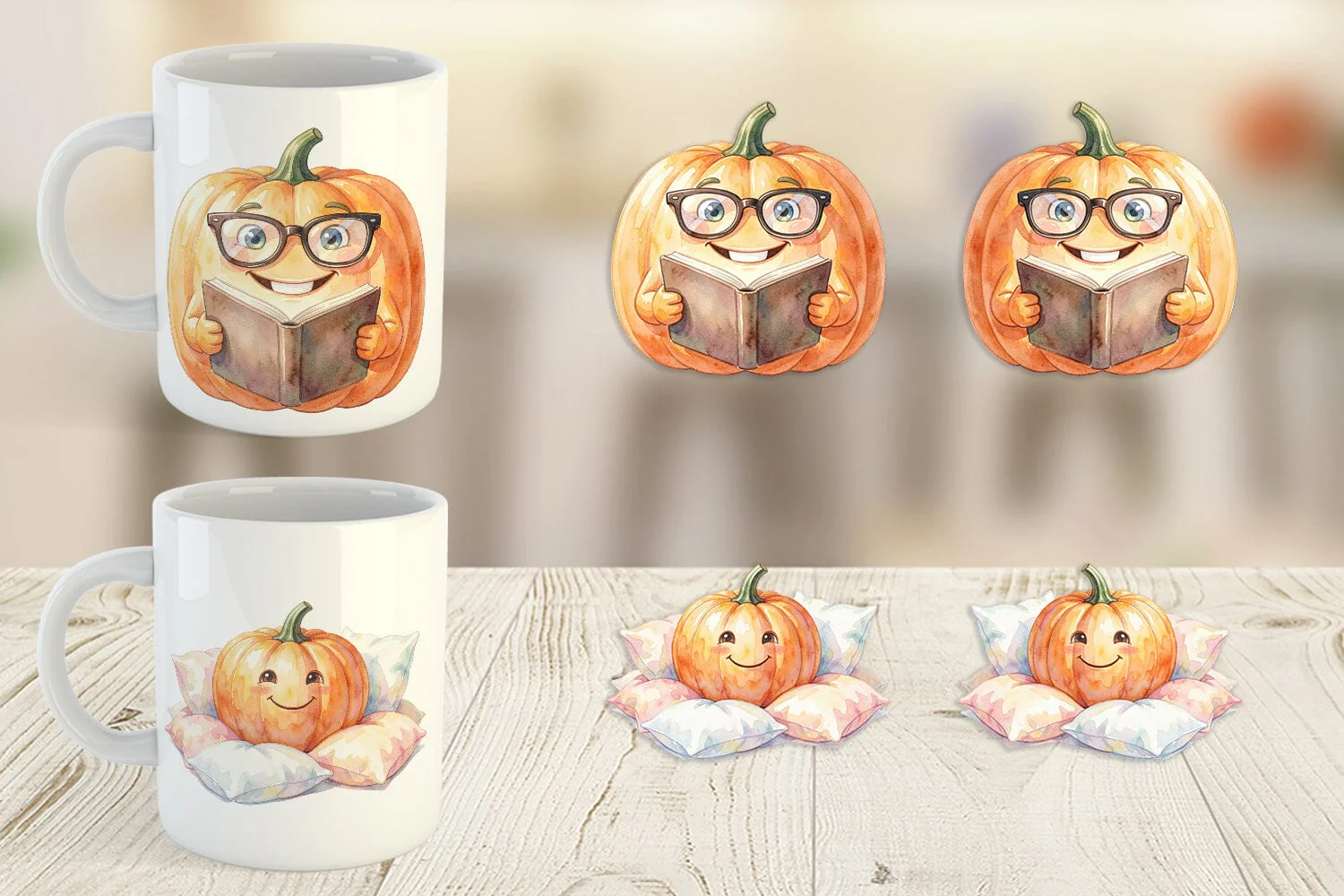 Mug Wrap Watercolor Cozy Fall Lifestyle Pumpkin - Image 4
