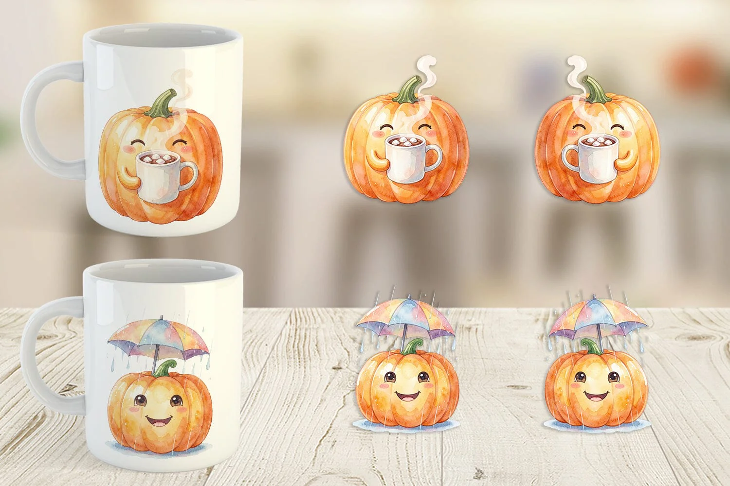 Mug Wrap Watercolor Cozy Fall Lifestyle Pumpkin - Image 5
