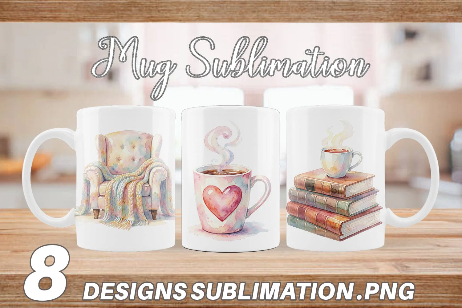 Mug Wrap Watercolor Cozy Mom Relaxation Art