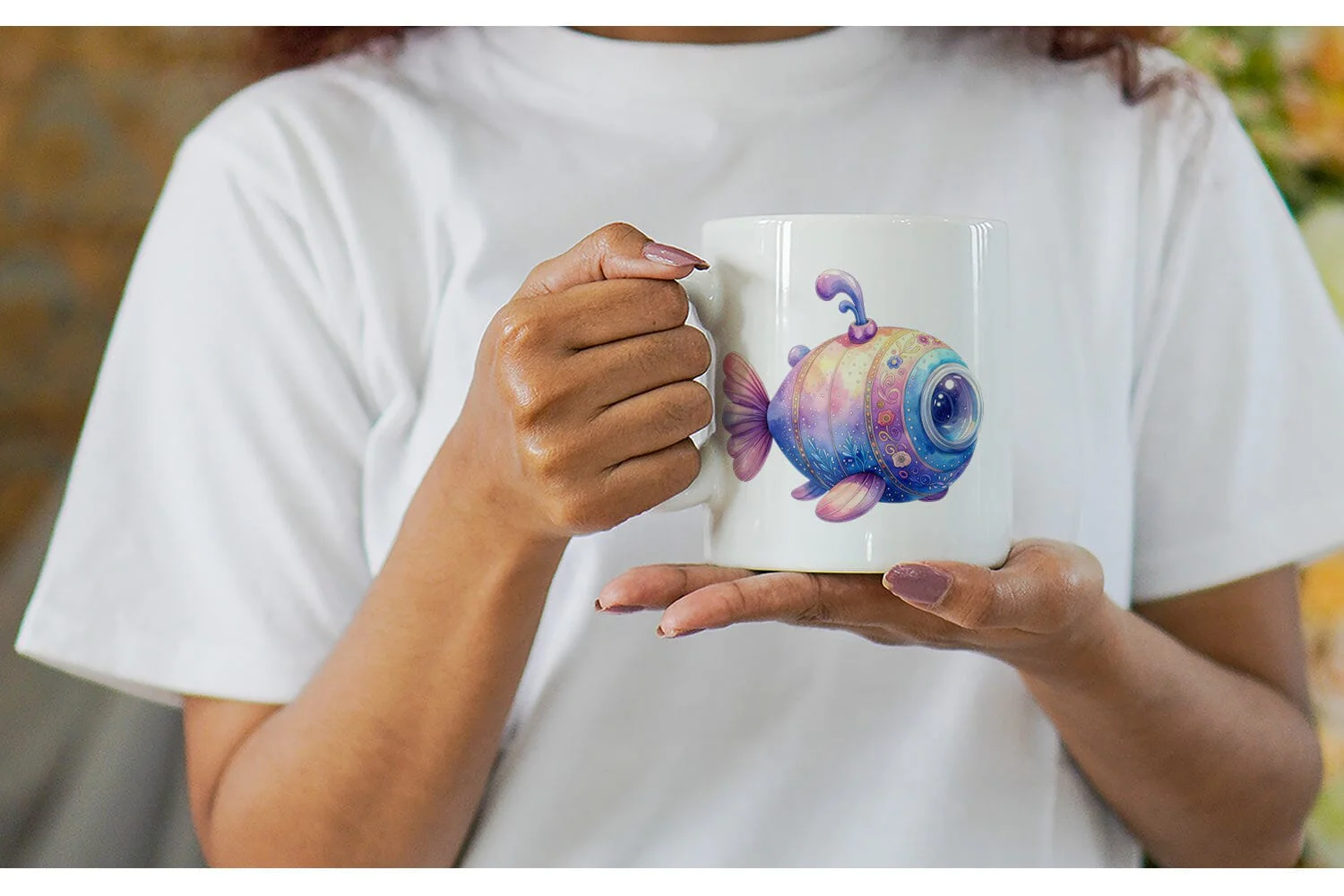 Mug Wrap Watercolor Cute Ocean Objects - Image 6