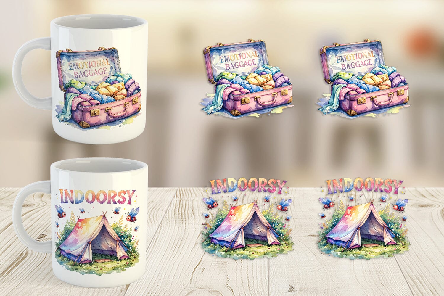 Mug Wrap Watercolor Cynical Travel And Hiking Art - Image 2